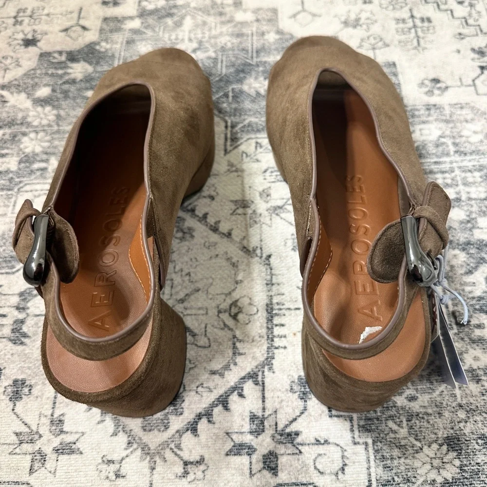 Aerosoles Style Cornelia - Comfortable Women's Platform Sandal In Brown Suede - Picture 3 of 8